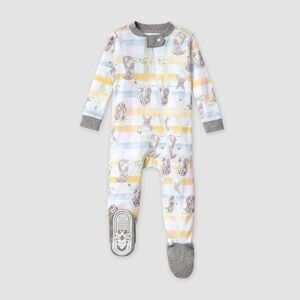 Burt's Bees Baby- Organic Easter Bunny Plaid Snug Fit Footed Pajama, 6-9M